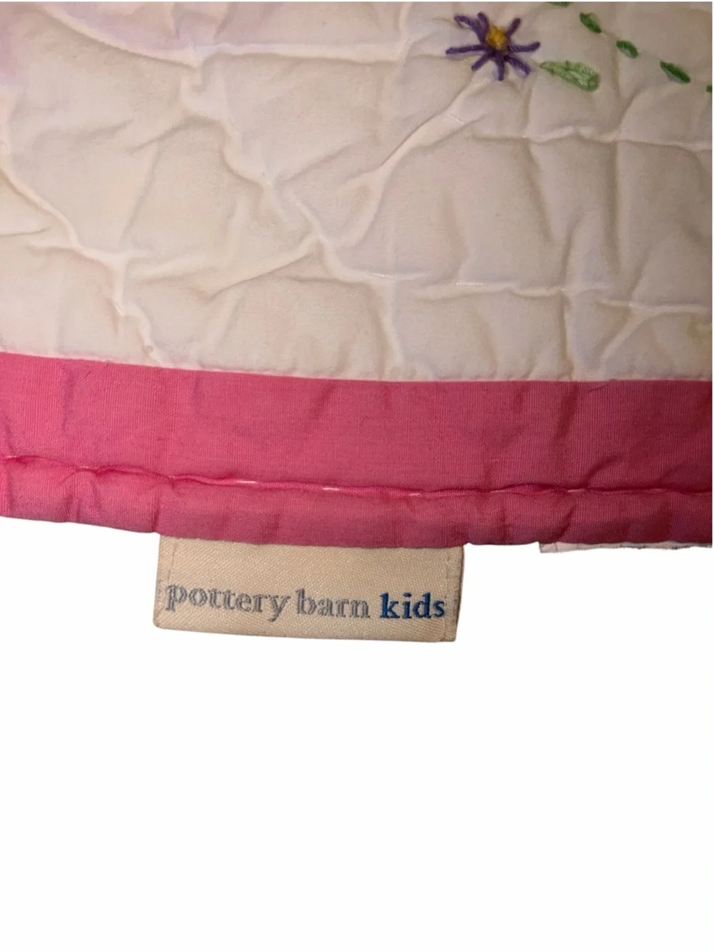 Vintage Y2K 05 Pottery Barn Kids Butterfly Appliqué Embroidered Baby Crib Quilt